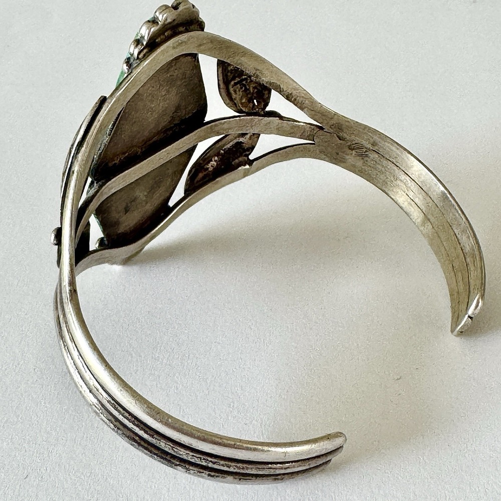 VTG Navajo Cuff Bracelet Turquoise Harvey Era 1960s Marquis Sterling Native Amer - Picture 11 of 14